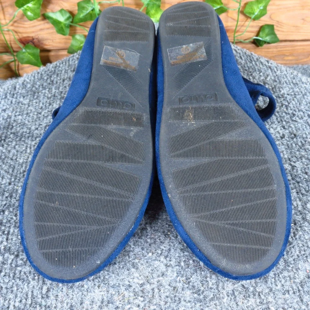 Ollio Women Mary Jane Ballet Flats Size 7.5 Everyday Comfort Blue Faux Suede